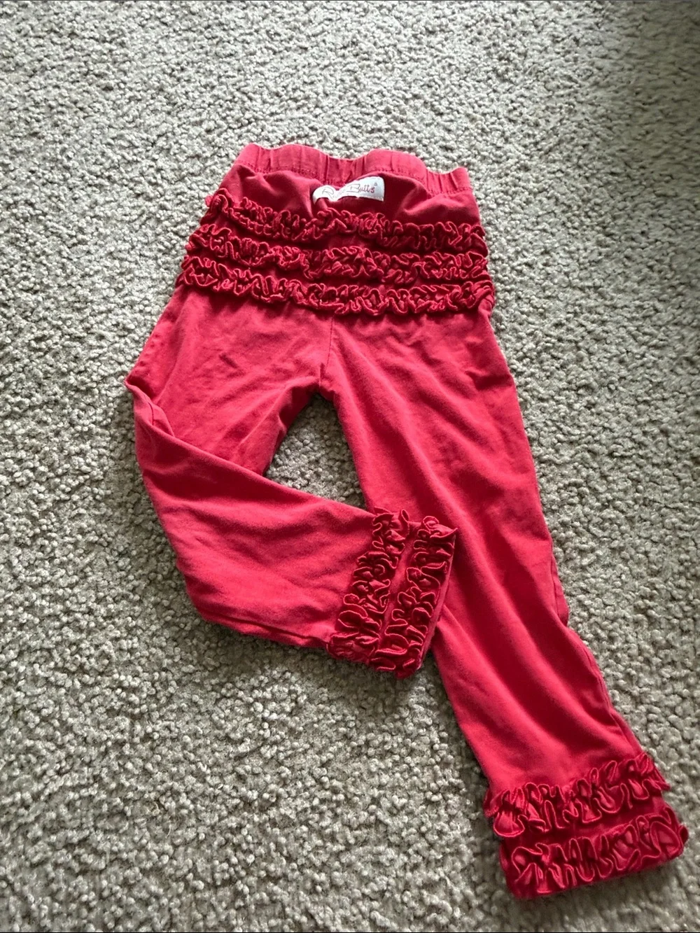 B70 Ruffle Butts 2/3t Red Ruffle Hem Pants